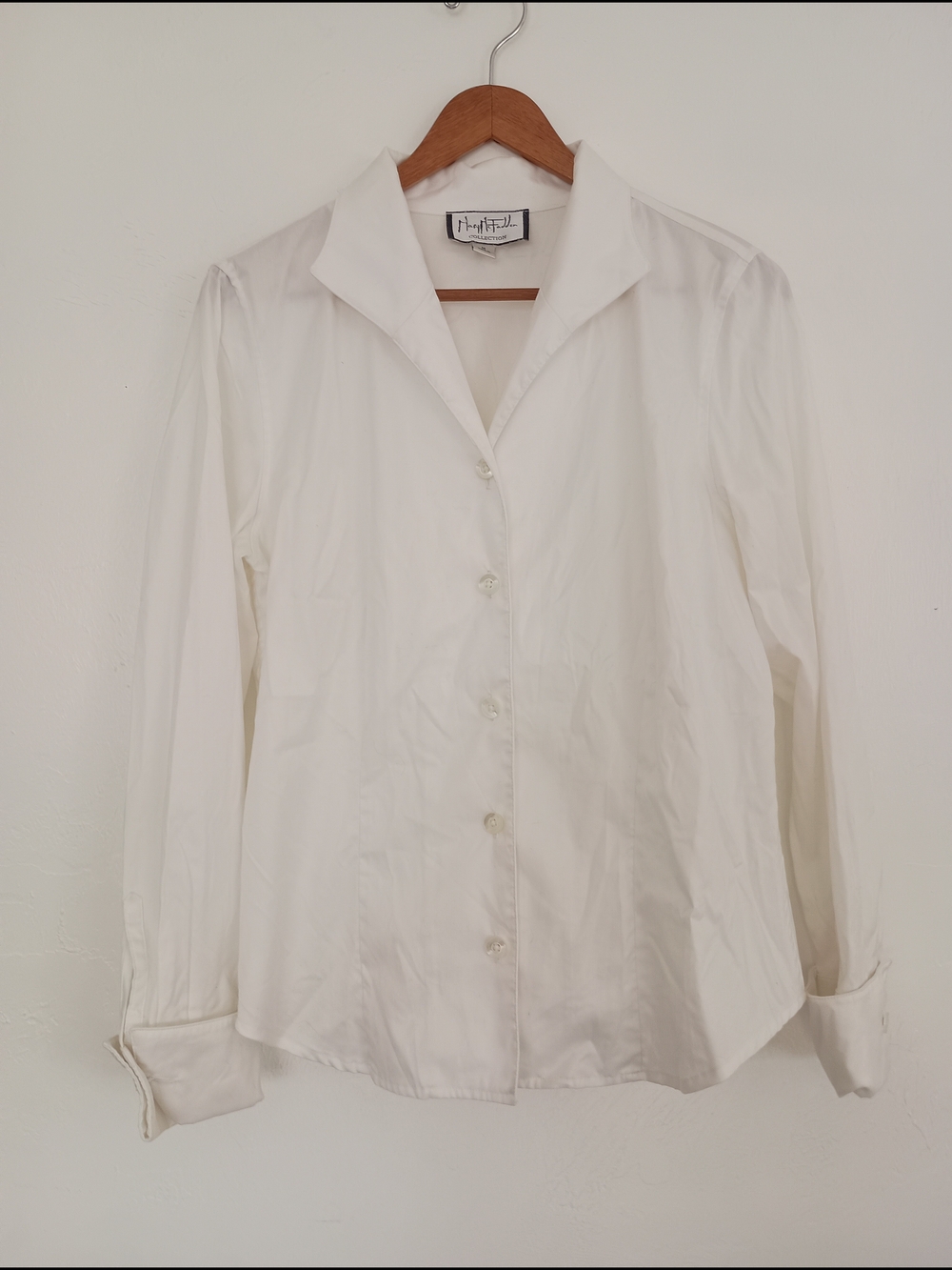 Mary McFadden Cotton White Collared Shirt